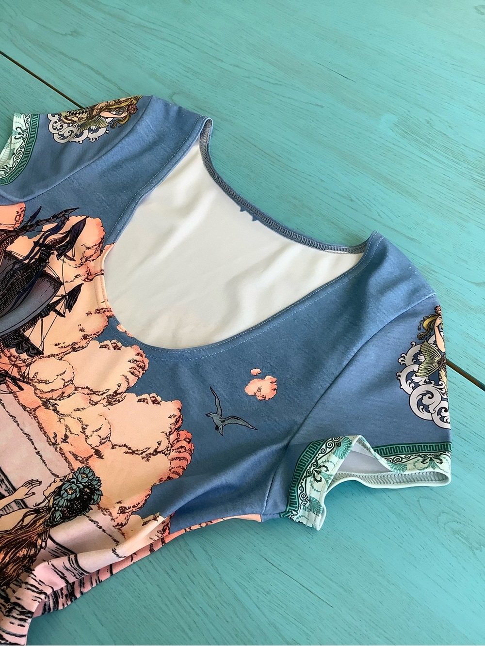 BlackMilk Bilibin’s Little Mermaid Cap Sleeve Skater Dress - Picture 3 of 7
